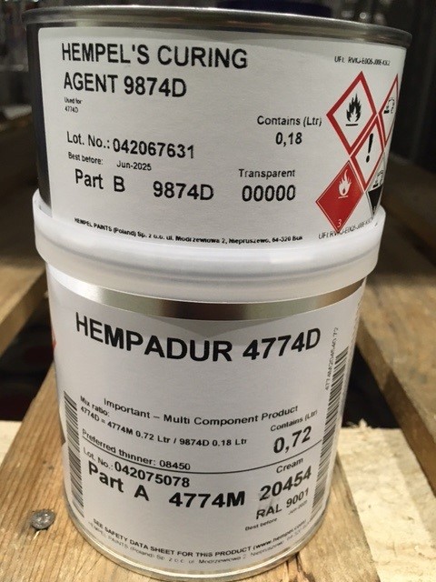 Hempadur 4774D Colour 20454 RAL 9001 (Hempadur 4774M Base + Hempel's Curing Agent 9874D), 0,9 ltr.