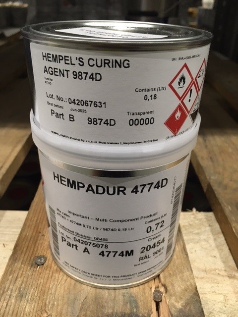 Hempadur 4774D Colour 20454 RAL 9001 (Hempadur 4774M Base + Hempel's Curing Agent 9874D), 0,9 ltr.