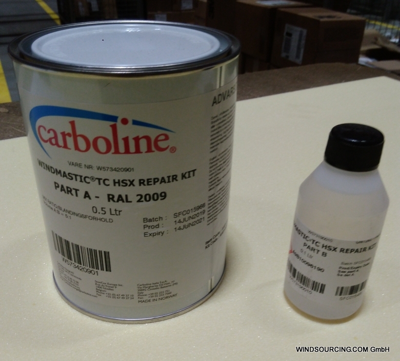 Windmastic Topcoat HSX RAL 2009 Repair Kit, 0,5 Ltr. paint + 0,1 Ltr. hardener