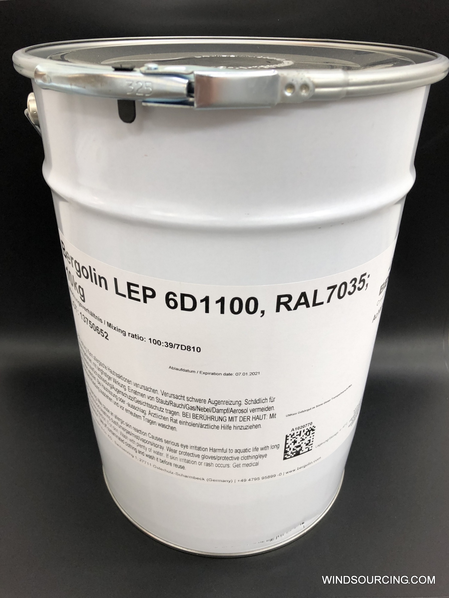 Bergolin LEP 6D1100, Leading edge protection, RAL 7035, 10 kg