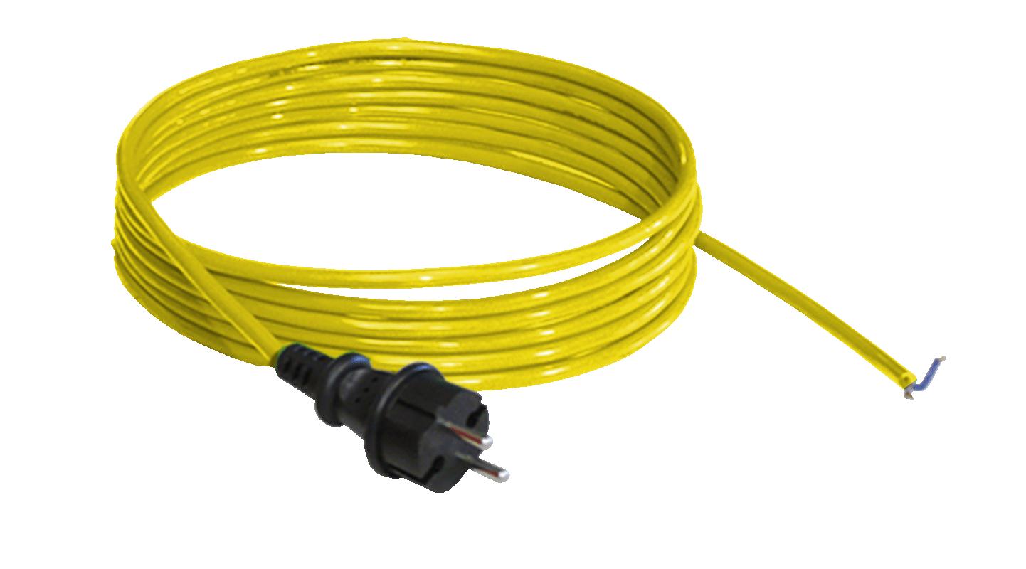 5m Device connection cable - TKW-PURFLEX®/HF  VDE 2x1,5mm², Colour: yellow