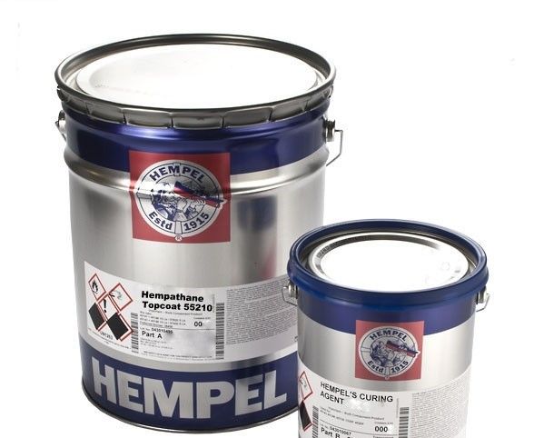 Hempathane Topcoat 55210 (Basis 55219 + Härter 95370), deep black 19990 = RAL 9005, 5 ltr.