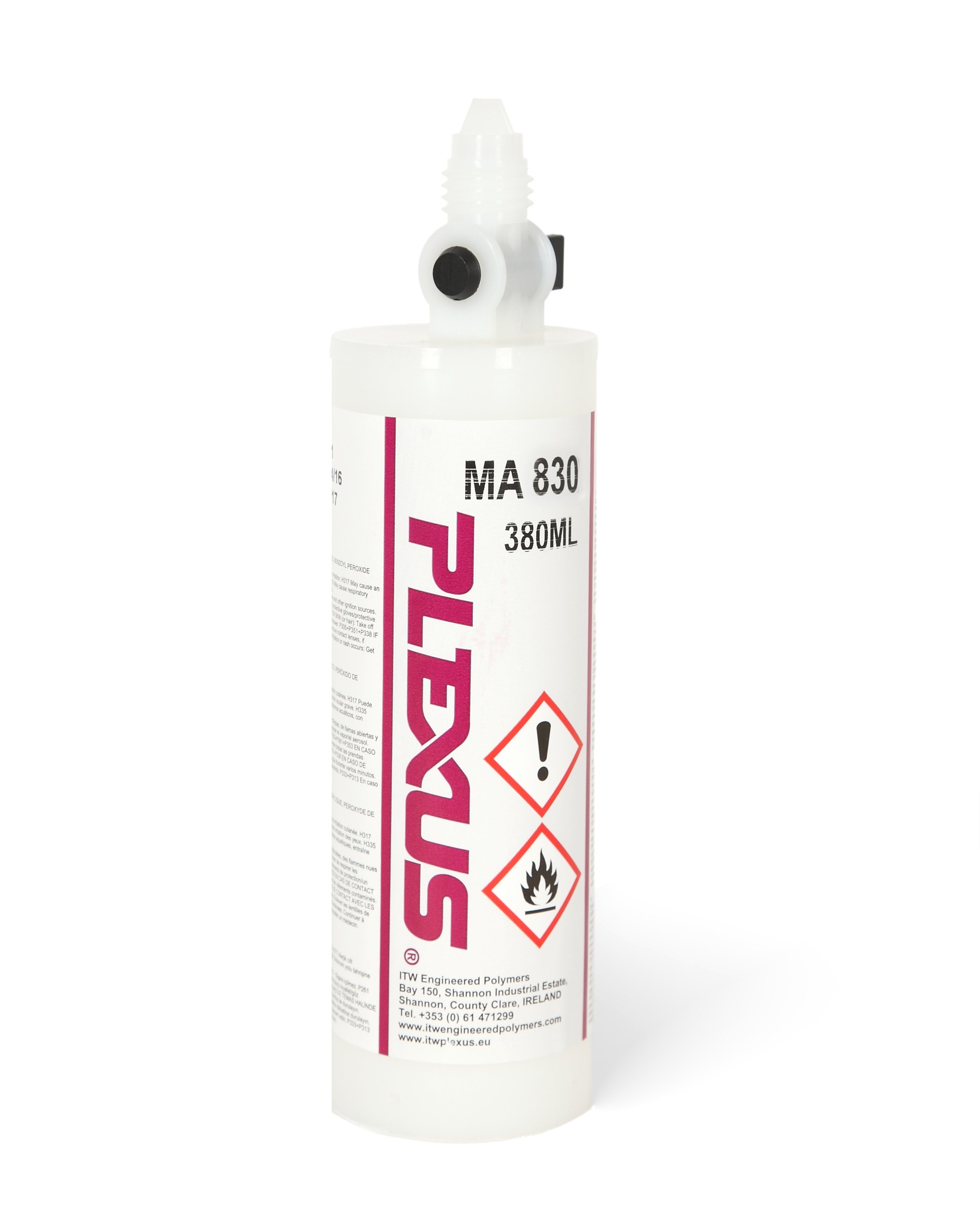 Plexus MA 830 adhesive & activator, 380 ml cartridge including mixing nozzle