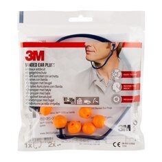 3M Banded Ear Plugs 1310, 1 kit with 2 pair replacements pods (87-98 dB)