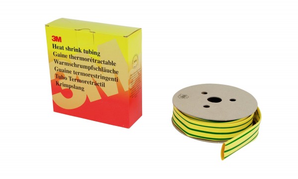 3M™ HSR Dünnwandiger Warmschrumpfschlauch auf Rolle, Grün-Gelb, 12,7/6,4 mm, 6 m, in Spenderbox