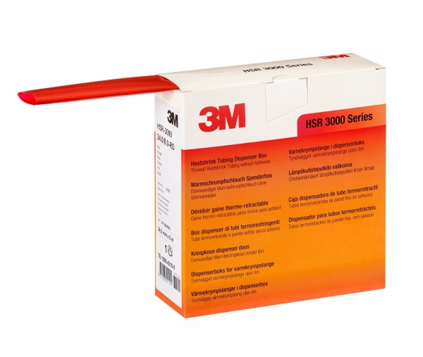 3M™ HSR 3000 Dünnwandiger Warmschrumpfschlauch auf Rolle, Rot, 24/8 mm, 5 m, in Spenderbox