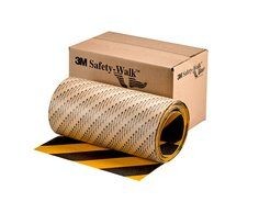 3M Safety-Walk Slip-Resistant General Purpose Tapes and Treads 613, Black/Yellow Stripe, 25.4 mm x 18.3 m, Roll, 4/case