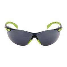 3M Solus 1000 Safety Glasses Green/Black frame, Scotchgard Anti-Fog / Anti-Scratch Coating (K&amp;N), Grey Lens, S1202SGAF-EU